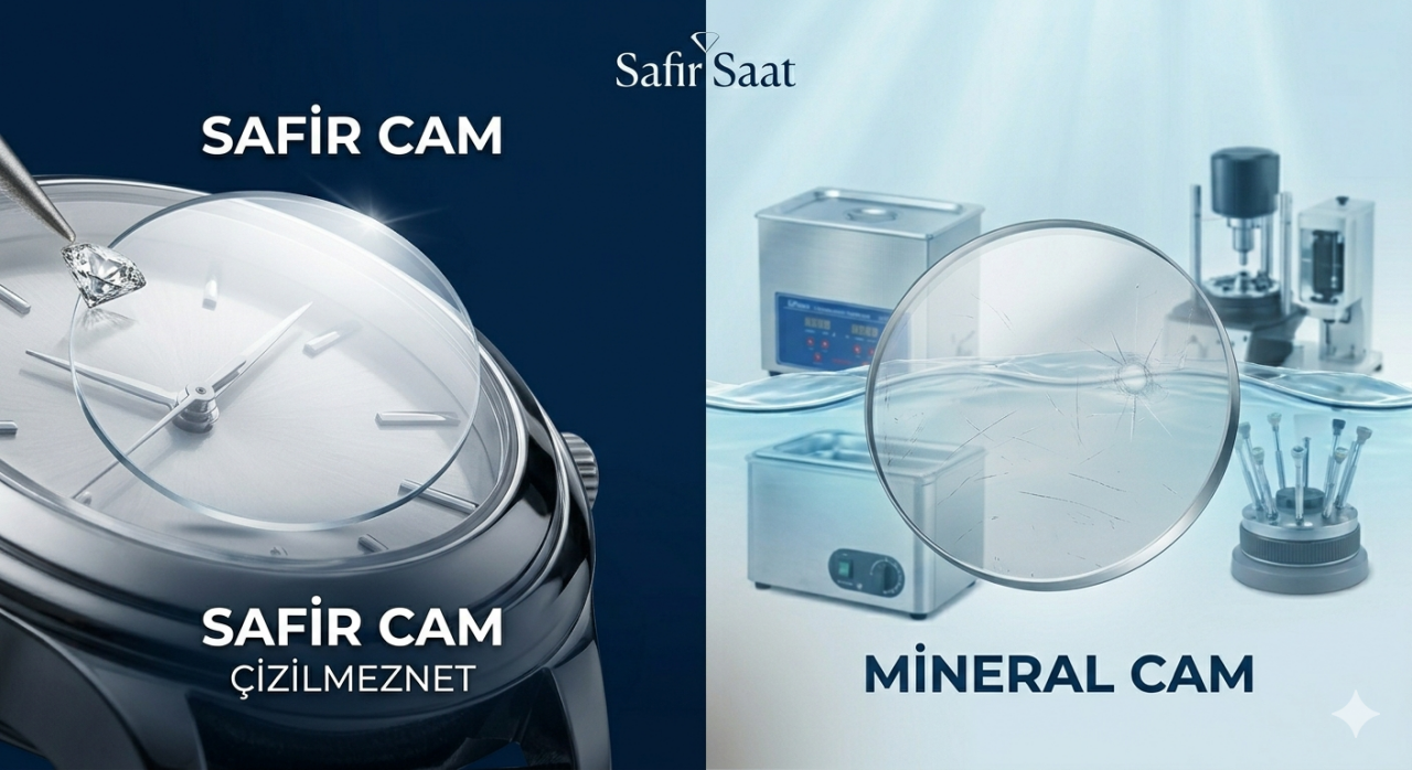 Saat Camı Türleri , Safir Cam Saat , Mineral Cam Saat