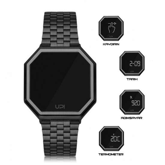 UpwatchEDGE MATTE BLACK+ (ADIMSAYAR+TERMOMETRE)Unisex Pilli Kol Saati