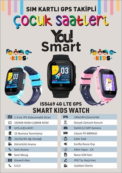 YOUWATCH YOU SMART IS5469.P YOU GPS PEMBE & PEMBE SİLİKON UNİSEX KOL SAATİ KADIN / KIZ KOL SAATİ