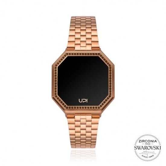 UpwatchEDGE MINI SET WITH SWAROVSKI ZIRCONIA MATTE ROSE GOLD BROWNKadın / Kız Dijital Kol Saati